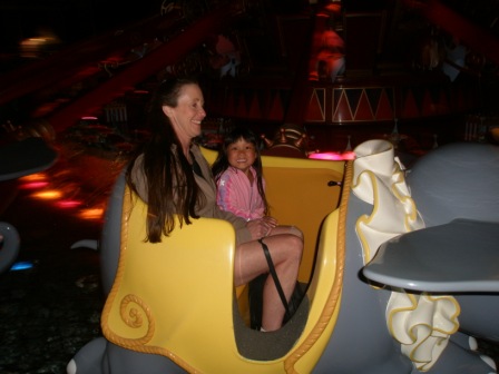 Kasen and Mommy riding Dumbo